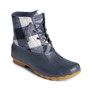 Sperry Kids Blue and White Plaid Boots